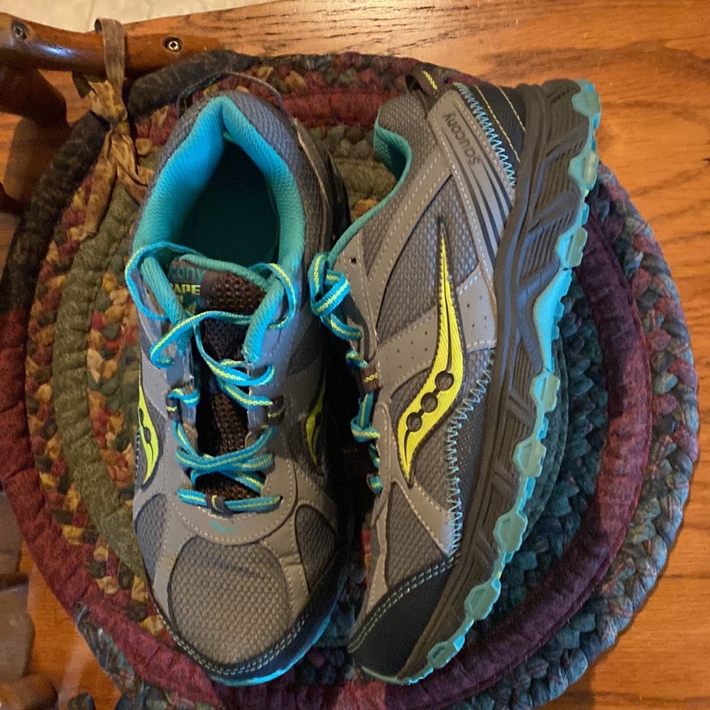 Saucony Escape TA sneakers in gray lime turquoise colors - Picture 2 of 2